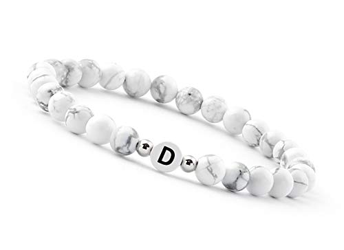 GD GOOD.designs Pärchen Armband mit Buchstaben D I Partnerarmband aus Howlith Perlen (Buchstabe D) - Valentinstag - Geschenk für Sie und Ihn von GD GOOD.designs