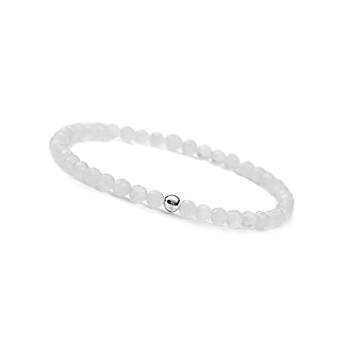 GD GOOD.designs Mondstein Armband Damen mit echten Natursteinen und 925 Silber Perle I Naturstein Armband aus facettierte 4mm Edelstein Perlen - Inkl. Geschenkbeutel von GD GOOD.designs