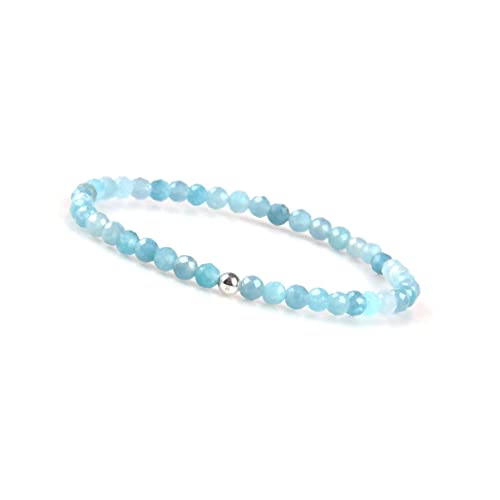 GD GOOD.designs Aquamarin Armband Damen mit echten Natursteinen und 925 Silber Perle I Naturstein Armband aus facettierte 4mm Edelstein Perlen - Inkl. Geschenkbeutel - Geschenk Valentinstag für Sie von GD GOOD.designs