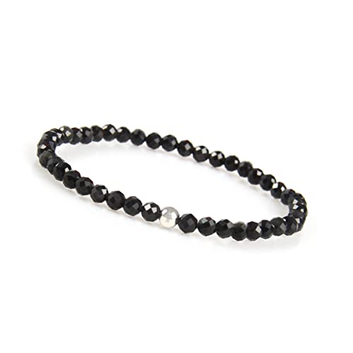 GD GOOD.designs Obsidian Armband Damen mit echten Natursteinen und 925 Silber Perle I Naturstein Armband aus facettierte 4mm Edelstein Perlen - Inkl. Geschenkbeutel - Geschenk Valentinstag für Sie von GD GOOD.designs