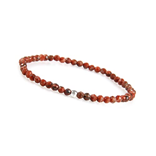 GD GOOD.designs Rotes Jaspis Armband Damen mit echten Natursteinen und 925 Silber Perle I Naturstein Armband aus facettierte 4mm Edelstein Perlen - Inkl. Geschenkbeutel von GD GOOD.designs