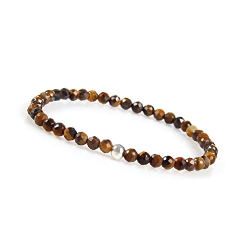 GD GOOD.designs Tigerauge Armband Damen mit echten Natursteinen und 925 Silber Perle I Naturstein Armband aus facettierte 4mm Edelstein Perlen - Inkl. Geschenkbeutel - Geschenk Valentinstag für Sie von GD GOOD.designs