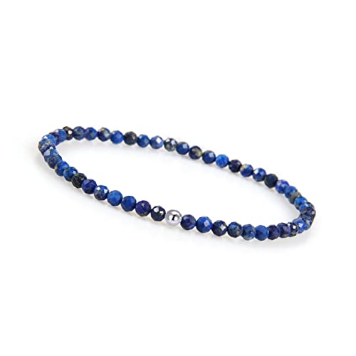 GD GOOD.designs Lapislazuli Armband Damen mit echten Natursteinen und 925 Silber Perle I Naturstein Armband aus facettierte 4mm Edelstein Perlen - Inkl. Geschenkbeutel - Geschenk Valentinstag für Sie von GD GOOD.designs