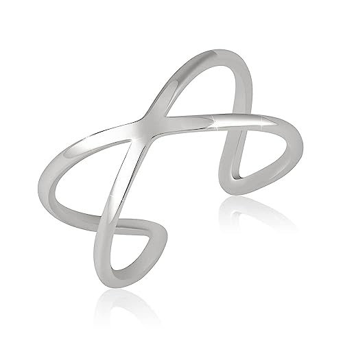 GD GOOD.designs EST. 2015 Ring verstellbar Silber für Damen in X-Form aus hautverträglichem Edelstahl I Silberner Damenring mit 18 Karat Vergoldung I Ringgröße 52,54,56,58 von GD GOOD.designs EST. 2015