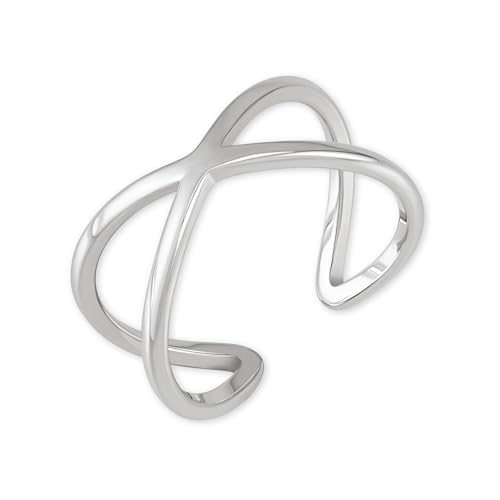 GD GOOD.designs Ring verstellbar Silber für Damen in X-Form aus hautverträglichem Edelstahl I Silberner Damenring mit 18 Karat Vergoldung I Ringgröße 52,54,56,58 von GD GOOD.designs