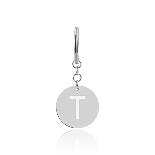 GD GOOD.designs Schlüsselanhänger Buchstabe T mit Einkaufswagenchip - Personalisierter Anhänger mit Gravur - Einkaufswagenchip aus Edelstahl Silber - Valentinstag-Geschenk für Sie und Ihn von GD GOOD.designs