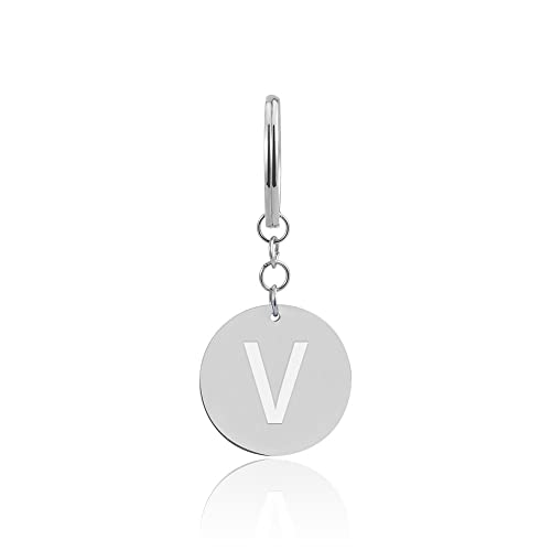 GD GOOD.designs Schlüsselanhänger Buchstabe V mit Einkaufswagenchip - Personalisierter Anhänger mit Gravur - Einkaufswagenchip aus Edelstahl Silber - Valentinstag-Geschenk für Sie und Ihn von GD GOOD.designs