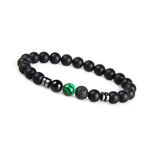 GD GOOD.designs Chakra Perlenarmband aus Onyx Natursteinperlen I Kugelarmband mit grüner Malachit Perle I Armband Männer (Gruen) von GD GOOD.designs
