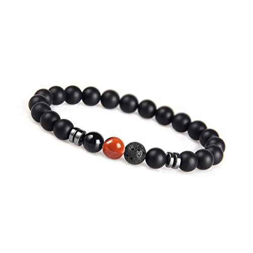 GD GOOD.designs Chakra Perlenarmband aus Onyx Natursteinperlen I Kugelarmband mit roter Jaspis Perle I Armband Männer (Rot) von GD GOOD.designs