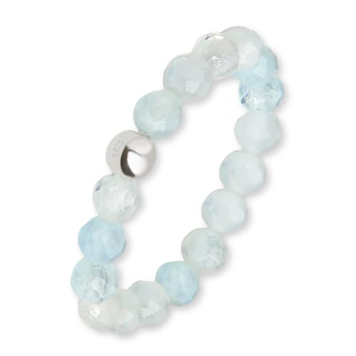 GD GOOD.designs Anti Stress Ring aus Aquamarin Naturstein Perlen für Damen - Elastische Anxiety Rings - Fidget Ringe I Ringgröße 52-60 von GD GOOD.designs