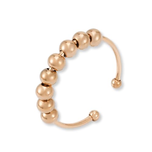 GD GOOD.designs Anti-Stress Ring Mit Beweglichen Perlen - Wasserfester Anxiety Ring in Rose | Größenverstellbarer Fidget von GD GOOD.designs
