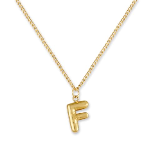 GD GOOD.designs Buchstaben Kette Gold Bubble | Initialen Anhänger aus 18K vergoldetem Edelstahl - Wasserfest & Hautverträglich | Halskette Damen F von GD GOOD.designs