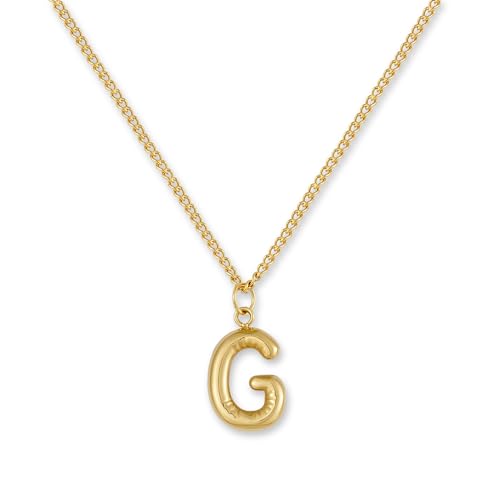 GD GOOD.designs Buchstaben Kette Gold Bubble | Initialen Anhänger aus 18K vergoldetem Edelstahl - Wasserfest & Hautverträglich | Halskette Damen G von GD GOOD.designs