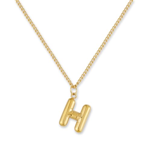 GD GOOD.designs Buchstaben Kette Gold Bubble | Initialen Anhänger aus 18K vergoldetem Edelstahl - Wasserfest & Hautverträglich | Halskette Damen H von GD GOOD.designs