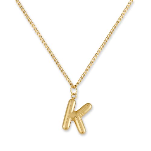 GD GOOD.designs Buchstaben Kette Gold Bubble | Initialen Anhänger aus 18K vergoldetem Edelstahl - Wasserfest & Hautverträglich | Halskette Damen K von GD GOOD.designs