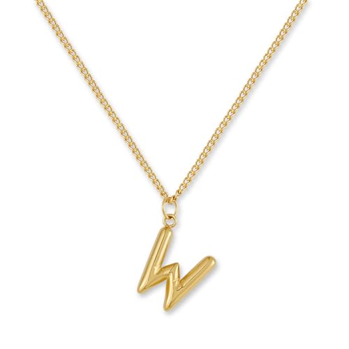 GD GOOD.designs Buchstaben Kette Gold Bubble | Initialen Anhänger aus 18K vergoldetem Edelstahl - Wasserfest & Hautverträglich | Halskette Damen W von GD GOOD.designs