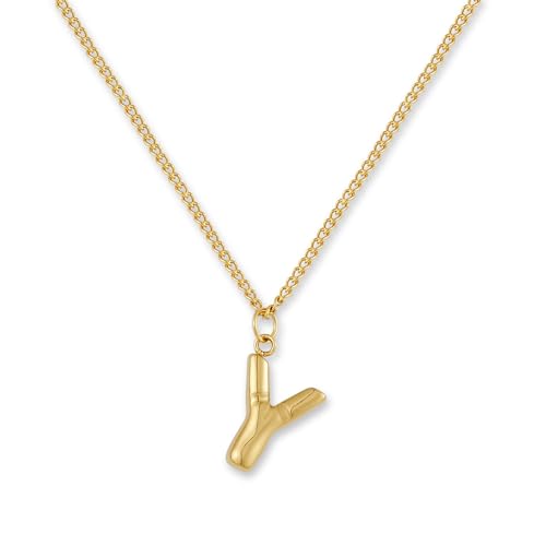 GD GOOD.designs Buchstaben Kette Gold Bubble | Initialen Anhänger aus 18K vergoldetem Edelstahl - Wasserfest & Hautverträglich | Halskette Damen Y von GD GOOD.designs
