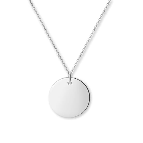 GD GOOD.designs Halskette Damen Silber mit Coin Plättchen - Wasserfest - Edelstahl Kette mit Kreis Anhänger rund I Größenverstellbar 40+5cm GD GOOD.designs Halskette Damen Silber mit Coin Plättchen - Wasserfest - Edelstahl Kette mit Kreis Anhänger rund I Größenverstellbar 40+5cm von GD GOOD.designs