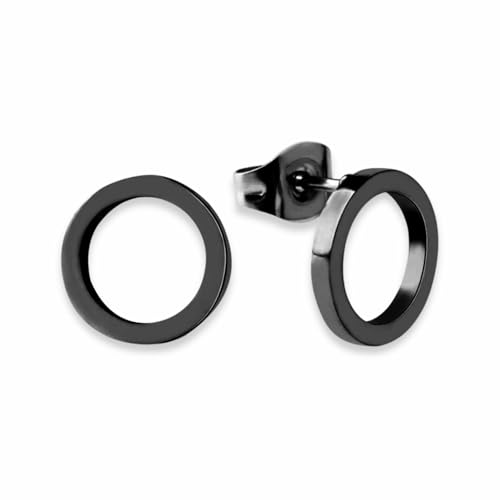 Ohrstecker Kreis Schwarz für Damen - Runde Edelstahl Ohrringe - Wasserfest I Schwarzer Ohrschmuck Inkl. Geschenkbox von GD GOOD.designs