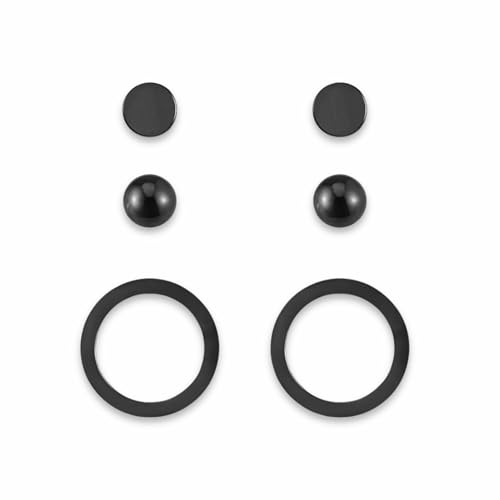 Ohrstecker Set für Damen - drei hautverträgliche Stecker Ohrringe in Schwarz I Schwarzer Ohrschmuck inkl. Geschenkbox von GD GOOD.designs