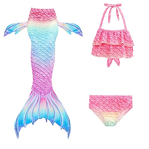 GD-SJK Lässige Badebekleidung für Mädchen, Bikini-Badeanzug, 3-teiliges Set für Kinder, Mädchen, Cosplay (#8,130cm) von GD-SJK