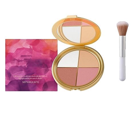 4-in-1 Highlighter-Make-up, All-in-One-Palette mit perlmuttfarbenem Lidschatten für Anfänger, Lidschatten und Highlighter-Make-up, Highlighter-Palette für Augen und Wangen von GDBTJIMH