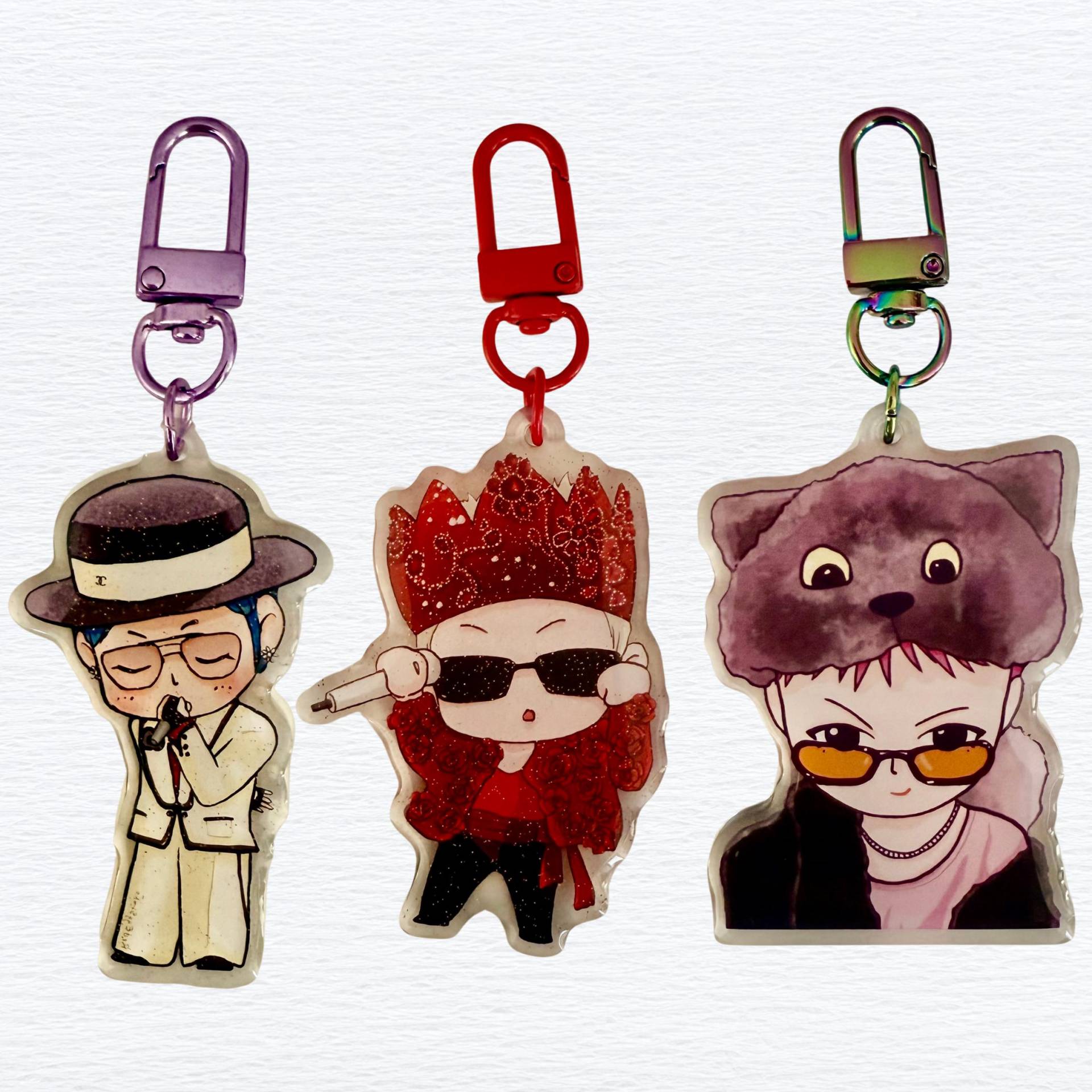 G-Dragon Inspired Art Design Acrylic Keychain With Glitters | Übermensch Bag Charm Fan Gdragon World Tour Outfits von GDFAMShop