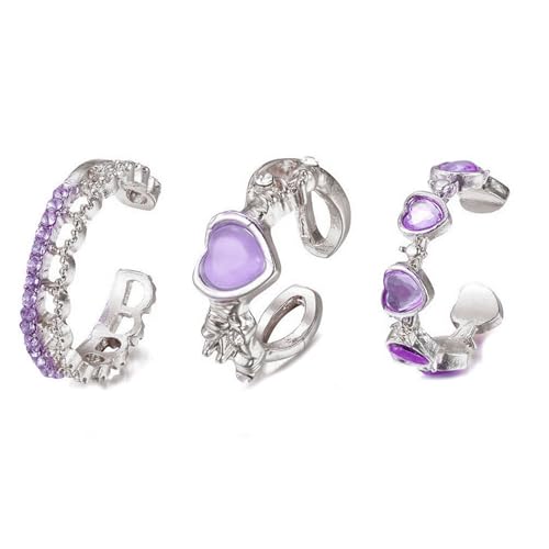 3 Stück Elegantes Herz Offenes Ring-Set Auffälliges Herz Offenes Ring-Set Modisches Partygeschenk für Freunde Mädchen von GDFHYJN(グフン)