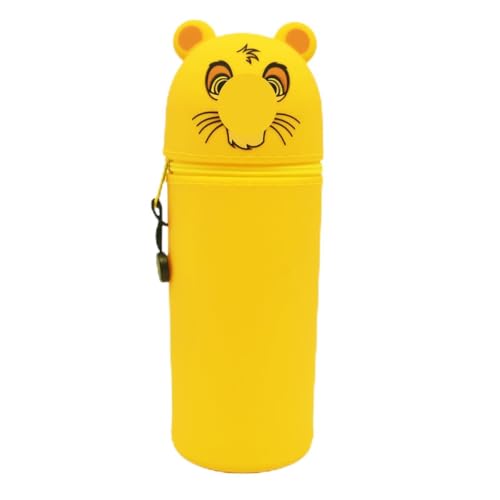 GDFJBG Federmäppchen 2 in 1 aus welchem Silicon,Kawaii Cartoon Löwe Stand Up Federmäppchen für Schreibwaren Unisex Kapazität Mäppchen Kosmetiktasche Bleistifttasche Niedliche Schule Geschenke von GDFJBG
