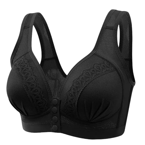 GDNIA BH mit vorderen Knöpfen für ältere Frauen Frontverschluss für jeden Tag Sport-BHS Comfort Wireless Baumwoll-BHS BHS mit voller Abdeckung von GDNIA