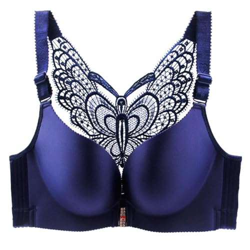 GDNIA Damen Front Verschluss Spitze Butterfly BH Schöner Rücken Push Up Nicht gepolsterter drahtloser Bralette-BH von GDNIA