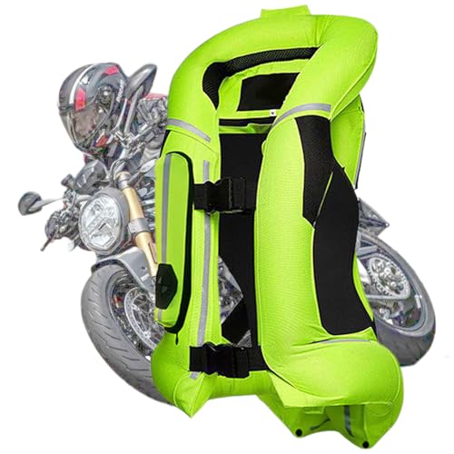 GDNKP Motorrad Airbag Weste Herren Reiten Jacke Professionelle Zertifiziert Reitsport Aufblasbare Vest Racing Schutzkleidung,Grün,XL von GDNKP