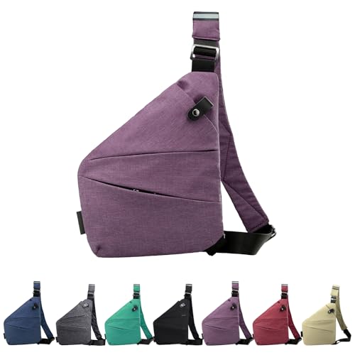 GDOKKNY Anti-Diebstahl-Crossbody-Tasche für Damen, persönliche Flex-Reisetasche, Diebstahlschutz, Umhängetasche, Brusttasche, für Herren, Schwarz, violett GDOKKNY Anti-Diebstahl-Crossbody-Tasche für Damen, persönliche Flex-Reisetasche, Diebstahlschutz, Umhängetasche, Brusttasche, für Herren, Schwarz, violett von GDOKKNY