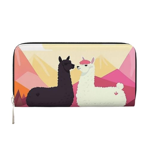 Damen-Geldbörse, Alpakas in Love In The Mountains mit Reißverschluss, PU-Leder, Handy-Clutch, Kartenhalter, Organizer für Damen, Schwarz, Einheitsgröße, Schwarz , Einheitsgröße von GDSHJKLW