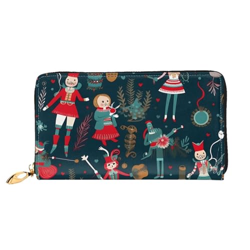 Damen-Geldbörse mit Nussknacker-Ballett, Weihnachten, Tanz, Leder, Reißverschluss, wasserdicht, Kreditkartenetui mit Handyhalter, Reise-Münzgeldbörse Damen-Geldbörse mit Nussknacker-Ballett, Weihnachten, Tanz, Leder, Reißverschluss, wasserdicht, Kreditkartenetui mit Handyhalter, Reise-Münzgeldbörse von GDSHJKLW
