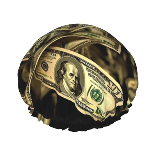Dollar Sign Money Shower Cap For Women Reusable Double Layers Bathing Bath Cap Hair Caps Waterproof Elastic Band Ladies Spa Salon Shower Hat Hair Caps von GDSHJKLW