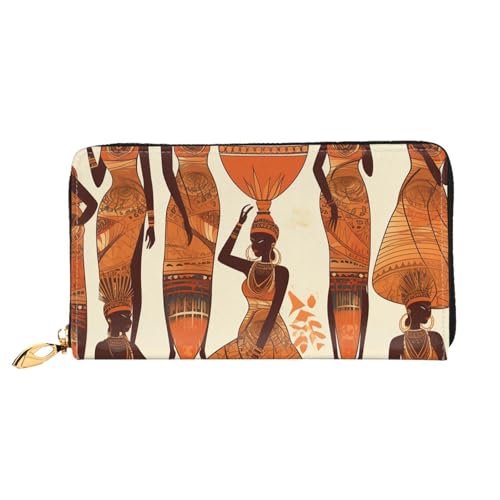GDSHJKLW Afrikanische Tribal-Frauen-Geldbörse, Leder, Reißverschluss, Clutch, wasserdicht, Kreditkartenetui mit Handyhalter, Reise-Münzgeldbörse von GDSHJKLW