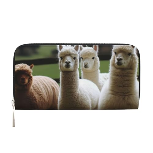 GDSHJKLW Alpaka-Familien-Geldbörse für Damen, mit Reißverschluss, PU-Leder, Handy-Clutch, Kartenhalter, Organizer für Damen, Schwarz, Einheitsgröße, Schwarz , Einheitsgröße von GDSHJKLW