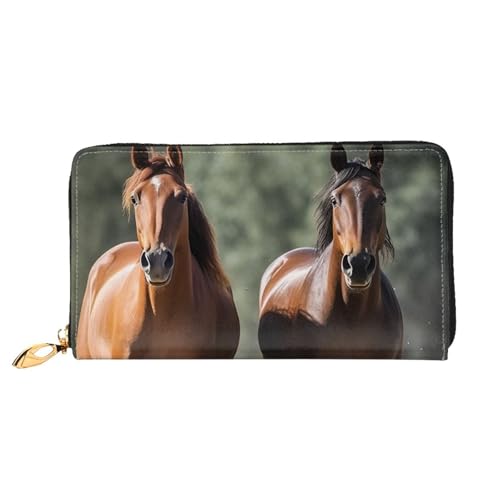 GDSHJKLW Animales Pferde Damen-Geldbörse, Leder, Reißverschluss, Clutch, wasserdicht, Kreditkartenetui mit Handyhalter, Reise-Münzgeldbörse von GDSHJKLW