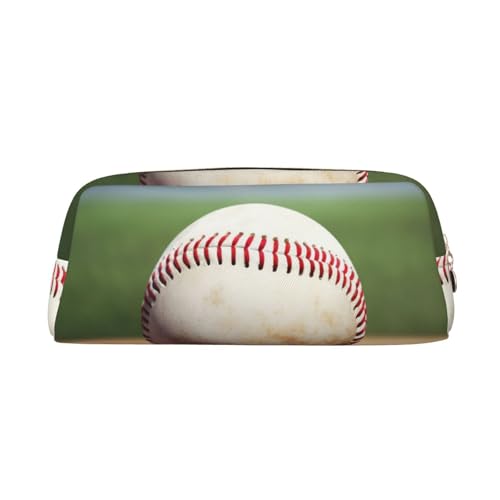 GDSHJKLW Baseball-Leder-Federmäppchen, großes Fassungsvermögen, Make-up-Tasche mit Reißverschluss, für Damen und Herren, Reise-Kulturbeutel, wasserdicht, Kosmetiktasche, weit geöffnetes Münzfach von GDSHJKLW