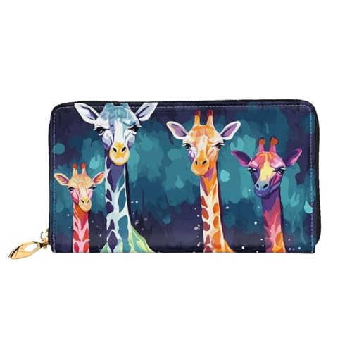GDSHJKLW Bunte Giraffen-Fans für Damen, Leder, Reißverschluss, Clutch, wasserdicht, Kreditkartenetui mit Handyhalter, Reise-Münzgeldbörse von GDSHJKLW