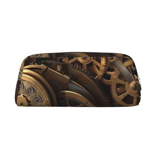 GDSHJKLW Coole Steampunk-Ausrüstung, Leder-Federmäppchen, großes Fassungsvermögen, Stifttasche, Reißverschluss, Make-up-Tasche für Damen und Herren, Reise-Kulturbeutel, wasserdichte Kosmetiktasche von GDSHJKLW