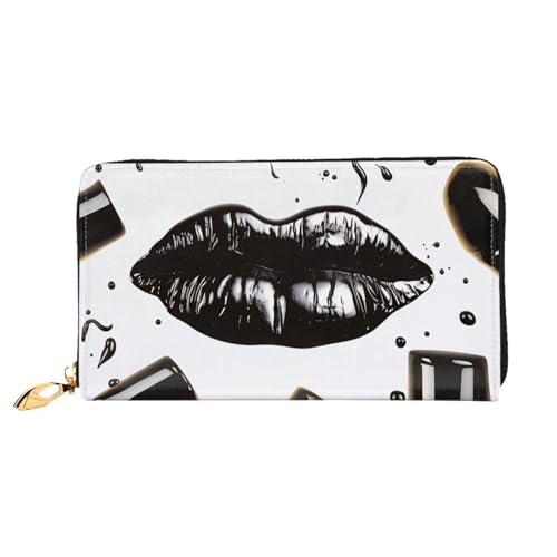 GDSHJKLW Coole schwarze Lippenstift-Lippen-Geldbörse für Damen, Leder, Reißverschluss, Clutch, wasserdicht, Kreditkartenetui mit Handyhalter, Reise-Münzgeldbörse GDSHJKLW Coole schwarze Lippenstift-Lippen-Geldbörse für Damen, Leder, Reißverschluss, Clutch, wasserdicht, Kreditkartenetui mit Handyhalter, Reise-Münzgeldbörse von GDSHJKLW