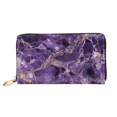 GDSHJKLW Damen-Geldbörse, Marmor, Lila, Leder, Reißverschluss, Clutch, wasserdicht, Kreditkartenetui mit Handyhalter, Reise-Münzgeldbörse von GDSHJKLW