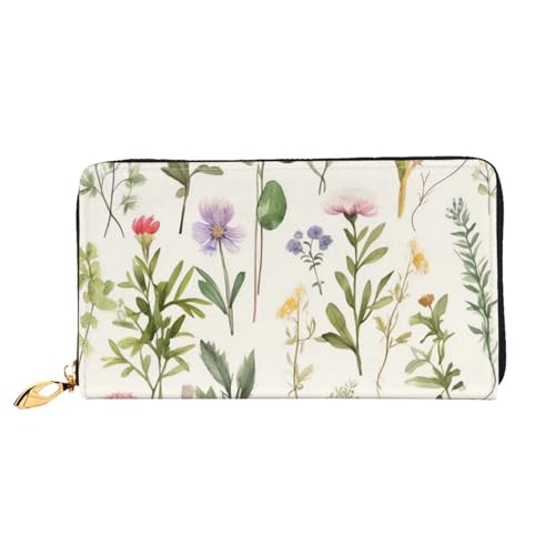 GDSHJKLW Damen-Geldbörse, Motiv: Wasserfarben von Kräutern, Blumen, Leder, Reißverschluss, wasserdicht, Kreditkartenetui mit Handyhalter, Reise-Münzgeldbörse GDSHJKLW Damen-Geldbörse, Motiv: Wasserfarben von Kräutern, Blumen, Leder, Reißverschluss, wasserdicht, Kreditkartenetui mit Handyhalter, Reise-Münzgeldbörse von GDSHJKLW
