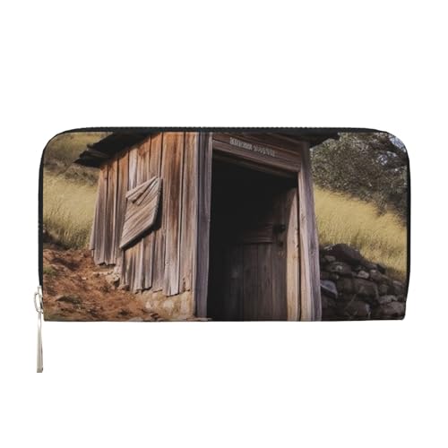 GDSHJKLW Damen-Geldbörse, altes altes Outhouse, Reißverschluss, PU-Leder, Handy-Clutch, Kartenhalter, Organizer für Damen, Schwarz, Einheitsgröße, Schwarz , Einheitsgröße von GDSHJKLW