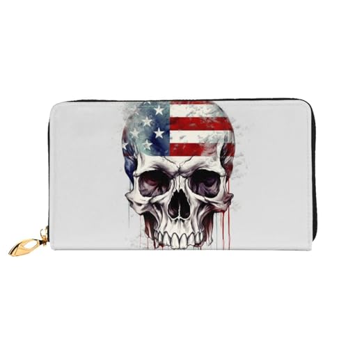 GDSHJKLW Damen-Geldbörse mit amerikanischer Flagge, Totenkopf, Leder, Reißverschluss, wasserdicht, Kreditkartenetui mit Handyhalter, Reise-Münzgeldbörse GDSHJKLW Damen-Geldbörse mit amerikanischer Flagge, Totenkopf, Leder, Reißverschluss, wasserdicht, Kreditkartenetui mit Handyhalter, Reise-Münzgeldbörse von GDSHJKLW