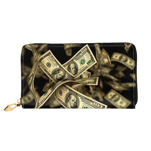 GDSHJKLW Dollar Sign Geldbörse für Damen, Leder, Reißverschluss, Clutch, wasserdicht, Kreditkartenetui mit Handyhalter, Reise-Münzgeldbörse von GDSHJKLW
