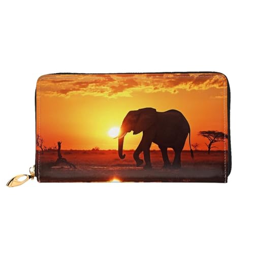GDSHJKLW Elephant Pictures Damen-Geldbörse, Leder, Reißverschluss, Clutch, wasserdicht, Kreditkartenetui mit Handyhalter, Reise-Münzgeldbörse von GDSHJKLW