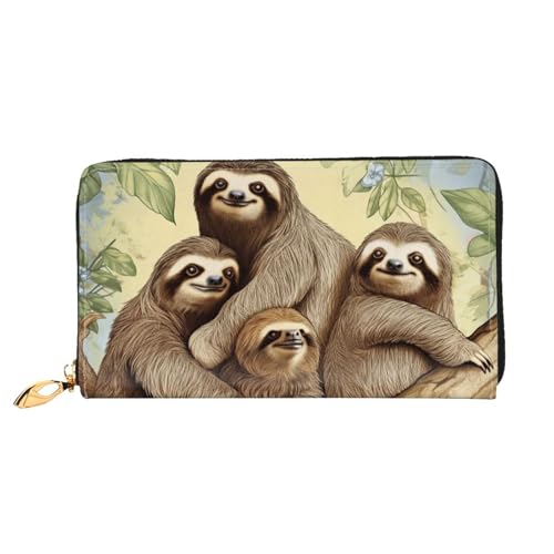 GDSHJKLW Faultier-Familie Damen-Geldbörse, Leder, Reißverschluss, Clutch, wasserdicht, Kreditkartenetui mit Handyhalter, Reise-Münzgeldbörse GDSHJKLW Faultier-Familie Damen-Geldbörse, Leder, Reißverschluss, Clutch, wasserdicht, Kreditkartenetui mit Handyhalter, Reise-Münzgeldbörse von GDSHJKLW